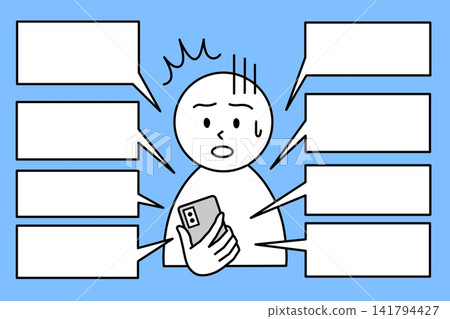 An illustration (with a blank speech bubble) illustrating logical harassment via social media and email. An illustration (with a blank speech bubble) illustrating logical harassment via social media and email. 141794427