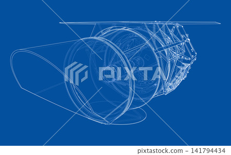 blueprint of a mechanical device. Vector blueprint of a mechanical device. Vector 141794434