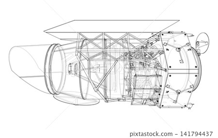 technical drawing of aircraft engine. Vector 141794437