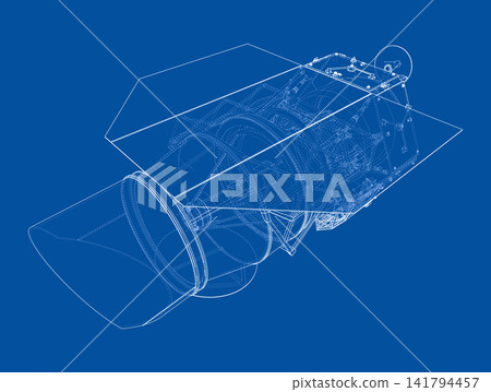 blueprint of a jet engine. Vector 141794457