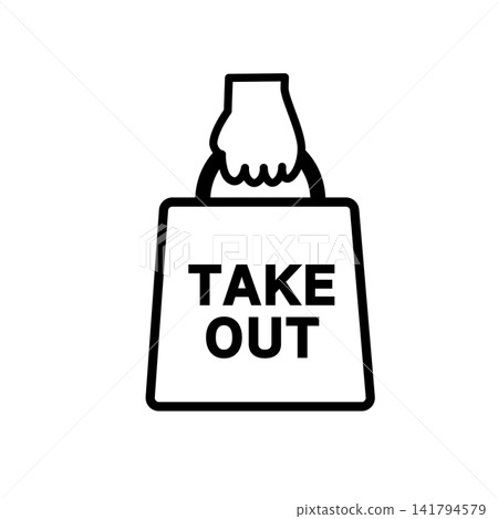 Takeout symbol illustration, Takeaway OK sign, simple icon Takeout symbol illustration, Takeaway OK sign, simple icon 141794579