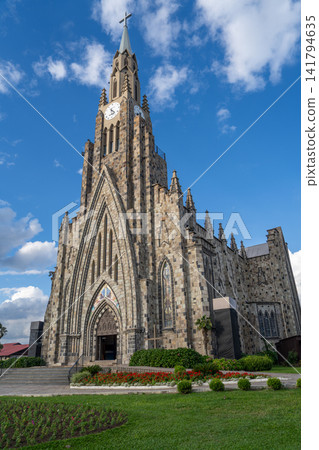 Stone Church Cathedral Canela Serra Gaucha Blue Sky Clouds 141794635