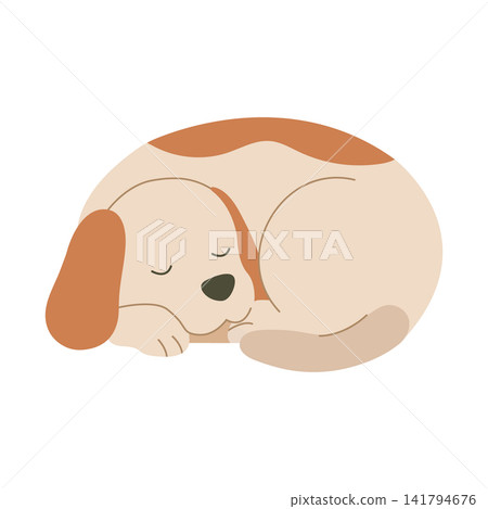 Sleeping Puppy Character. Cute Sleeping Dog Illustration. Minimal Flat Vector Style Sleeping Puppy Character. Cute Sleeping Dog Illustration. Minimal Flat Vector Style 141794676