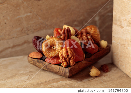 Mix of dried fruits and nuts. Mix of dried fruits and nuts. 141794800