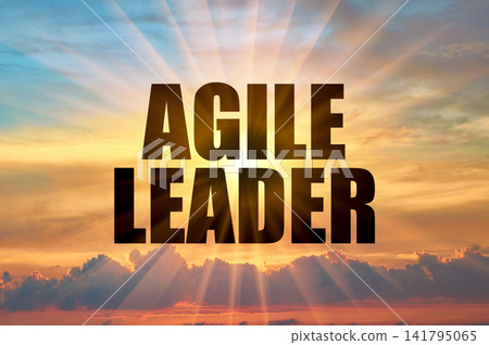 Agile Leader Conceptual Phrase On Golden Sunset Sky With Sun Beams Agile Leader Conceptual Phrase On Golden Sunset Sky With Sun Beams 141795065