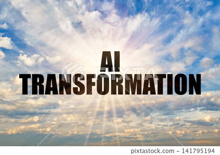 AI Transformation Concept over Bright Sunlit Sky with Sunbeams AI Transformation Concept over Bright Sunlit Sky with Sunbeams 141795194