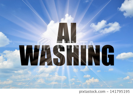 AI Washing Concept over Clear Blue Sky with Radiant Sunbeams 141795195