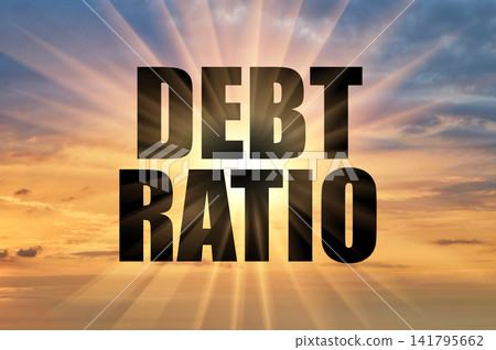 Debt ratio text against bright sun rays in morning sky Debt ratio text against bright sun rays in morning sky 141795662