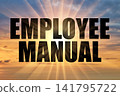 Employee Manual Concept on Golden Evening Sky with Sun Rays 141795722
