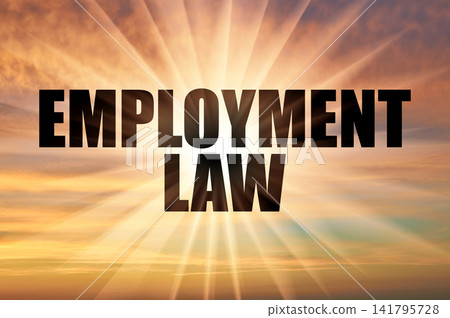 Employment Law Phrase on Golden Sunrise Sky with Glowing Sun Rays Employment Law Phrase on Golden Sunrise Sky with Glowing Sun Rays 141795728
