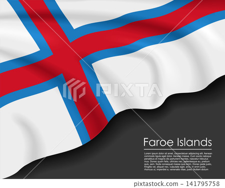 Faroe Islands waving flag template for national day or travel concept. Vector illustration. Faroe Islands waving flag template for national day or travel concept. Vector illustration. 141795758