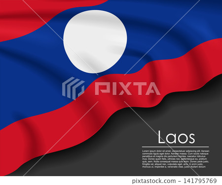 Laotian waving flag template for national day or travel concept. Vector illustration. Laotian waving flag template for national day or travel concept. Vector illustration. 141795769