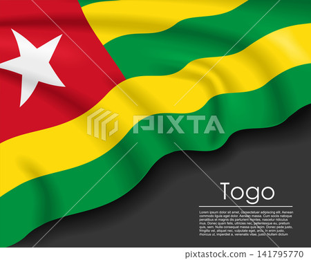 Togolese waving flag template for national day or travel concept. Vector illustration. Togolese waving flag template for national day or travel concept. Vector illustration. 141795770