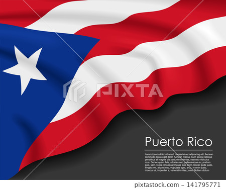 Puerto Rican waving flag template for national day or travel concept. Vector illustration. 141795771