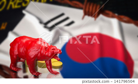 Red Bear Market Threatens South Korean Economic Growth 3d render. Red Bear Market Threatens South Korean Economic Growth 3d render. 141796504