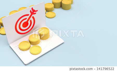 Financial Success Target With Gold Coins and Digital Growth 3d render. Financial Success Target With Gold Coins and Digital Growth 3d render. 141796522