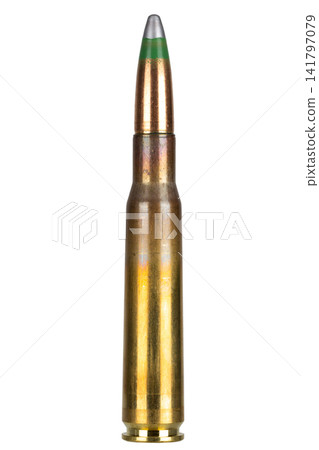 .50 BMG Cartridge for Browning M2 Machine Gun Isolated on White Background .50 BMG Cartridge for Browning M2 Machine Gun Isolated on White Background 141797079