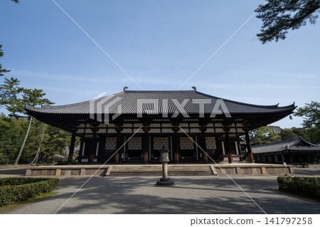 東照台寺的主殿,其巨大的屋頂向上延伸 東照台寺的主殿,其巨大的屋頂向上延伸 141797258