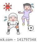 A young person playing sports appears to be suffering from heatstroke. 141797348