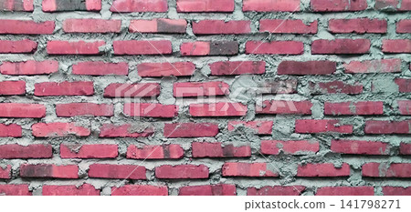 Red brick wall with visible cement mortar texture. Red brick wall with visible cement mortar texture. 141798271