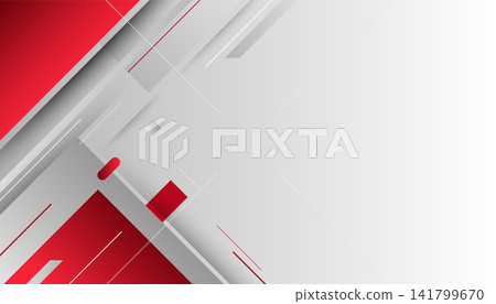 Modern Red Gray Geometric Abstract Background with Minimal Corporate Design and Copy Space 141799670