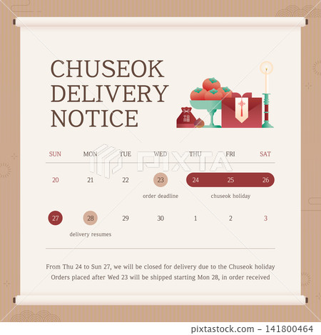 Chuseok Korean Thanksgiving Delivery Notice Schedule Scroll Template Chuseok Korean Thanksgiving Delivery Notice Schedule Scroll Template 141800464