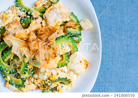 Goya Champuru: An Okinawan home-style dish made with tofu and eggs. 141800550