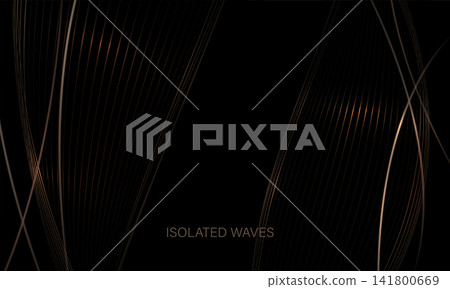 Isolated design elements. Wavy illustration in gold Isolated design elements. Wavy illustration in gold 141800669