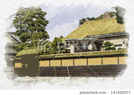 岡山縣倉敷市百合草倉敷美學街區水彩畫 岡山縣倉敷市百合草倉敷美學街區水彩畫 141800971
