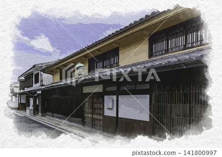 Watercolor style painting of Higashimachi Street in the Kurashiki Bikan Historical Quarter, Kurashiki City, Okayama Prefecture Watercolor style painting of Higashimachi Street in the Kurashiki Bikan Historical Quarter, Kurashiki City, Okayama Prefecture 141800997