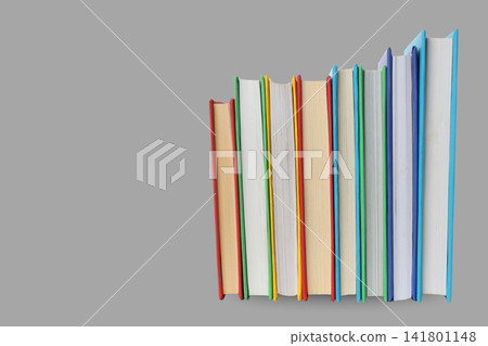 Books placed in a row for study on a blank background Books placed in a row for study on a blank background 141801148