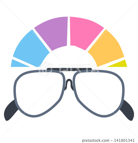 Graphic Illustration of glasses with colorful fan shaped 141801341