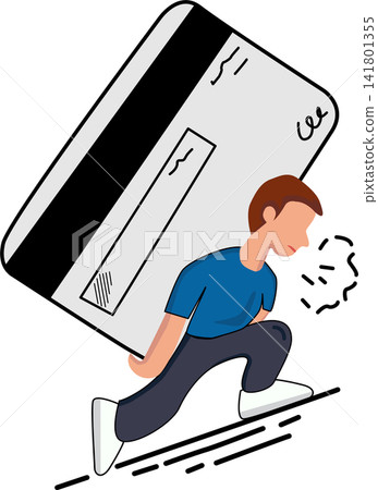 Illustration of Person Carrying Large Credit Card Illustration of Person Carrying Large Credit Card 141801355