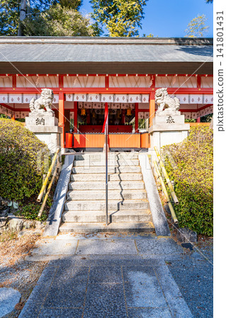 Kyoto, Kitayama, Kinukake-no-michi, Sumiyoshi Otomo Shrine (Ban-shi Shrine) Worship Hall: A small, scaled-down Sumiyoshi-style building, the only one of its kind in Japan. Kyoto, Kitayama, Kinukake-no-michi, Sumiyoshi Otomo Shrine (Ban-shi Shrine) Worship Hall: A small, scaled-down Sumiyoshi-style building, the only one of its kind in Japan. 141801431