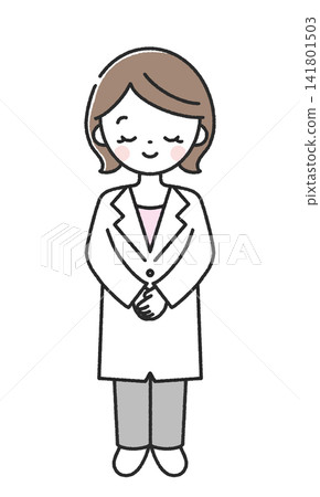 A female doctor bowing (full body) A female doctor bowing (full body) 141801503