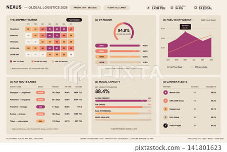 Global Logistics Performance Dashboard with Supply Chain Data Visualization Global Logistics Performance Dashboard with Supply Chain Data Visualization 141801623