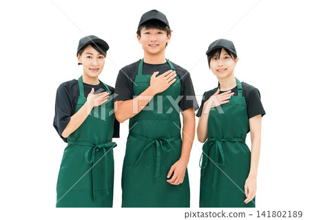 Male and female kitchen staff and cooking staff in the kitchen and back room Male and female kitchen staff and cooking staff in the kitchen and back room 141802189