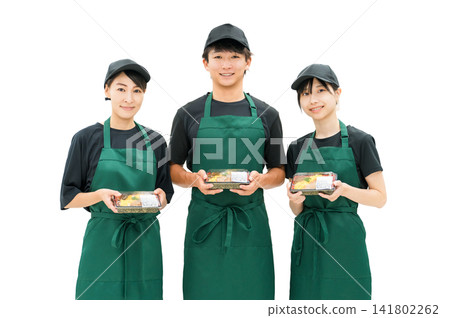 Male and female kitchen staff and cooking staff in the kitchen and back room Male and female kitchen staff and cooking staff in the kitchen and back room 141802262