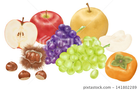 Watercolor Autumn Fruit Set Watercolor Autumn Fruit Set 141802289