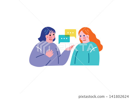 插圖:一位女性正在學習英語會話。 插圖:一位女性正在學習英語會話。 141802624