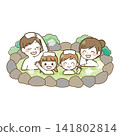 Family enjoying hot springs and open-air baths 141802814