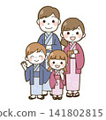 Family on a hot spring trip, wearing yukata (traditional Japanese summer kimono). 141802815