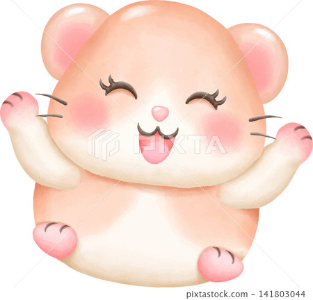 Hamster Watercolor Painting Adorable Pet Character 141803044