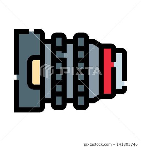 Camera lens with red band creating media content Camera lens with red band creating media content 141803746