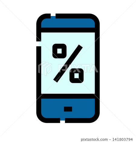 Mobile phone displaying discount percent sign concept Mobile phone displaying discount percent sign concept 141803794