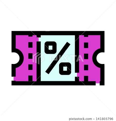 Discount coupon ticket with percent symbol Discount coupon ticket with percent symbol 141803796