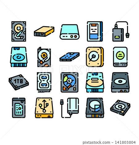 Computer storage hardware icons collection digital technology Computer storage hardware icons collection digital technology 141803804
