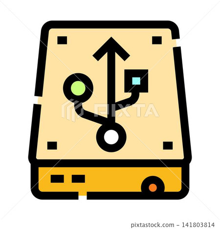 External hard drive device with universal serial bus symbol External hard drive device with universal serial bus symbol 141803814