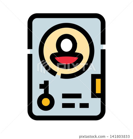 Identity card showing personal profile information and key access Identity card showing personal profile information and key access 141803833