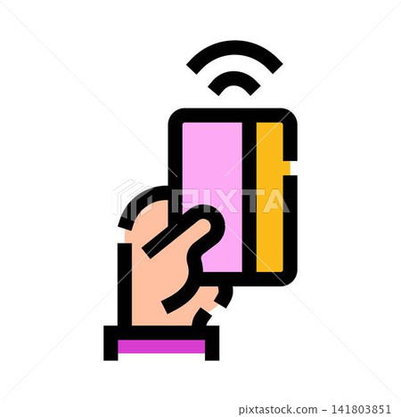 Hand holding credit card making wireless payment transaction Hand holding credit card making wireless payment transaction 141803851